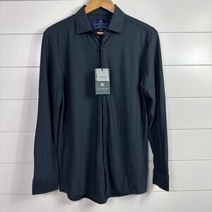 Tom Baine Performance Stretch Button Front Shirt Lightweight Navy Blue sz M